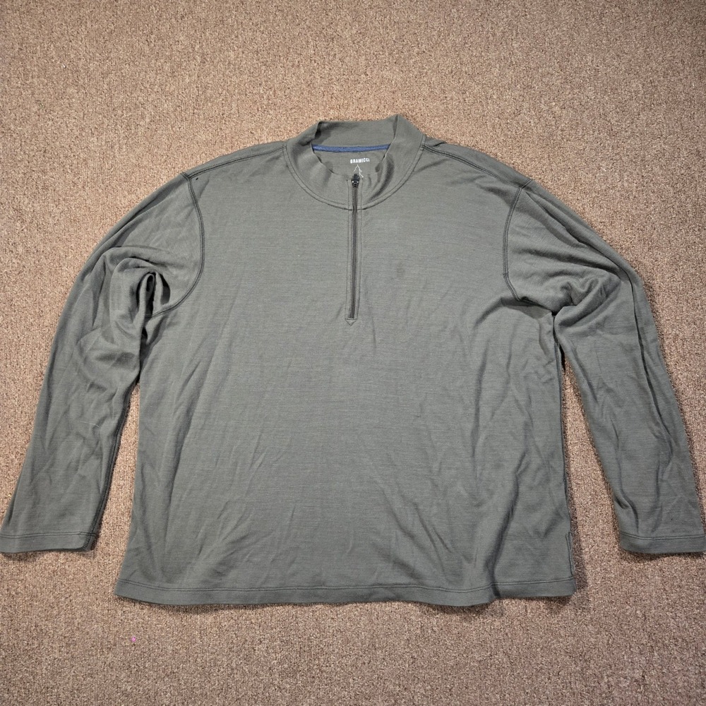 Gramicci‎ Hiking Pullover Merino Wool Mens XXL Green 1/4 Zip Flash Tech Gorpcore
